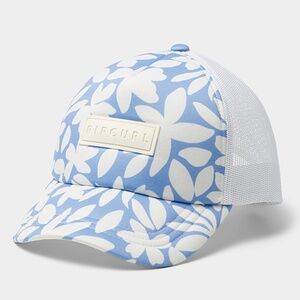 RipCurl baby blue and white flowers trucker cap hat NWT